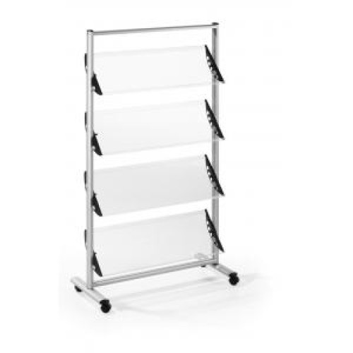 Mobilný prezentačný stojan Helit 12xA4 sivý/akryl Mobilný prezentačný stojan Helit 12xA4 sivý/akryl