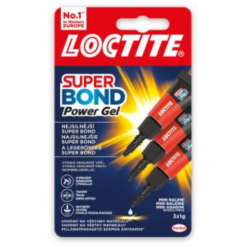 Sekundové lepidlo Loctite Super Bond Power Gel Mini Trio 3x1g Sekundové lepidlo Loctite Super Bond Power Gel Mini Trio 3x1g